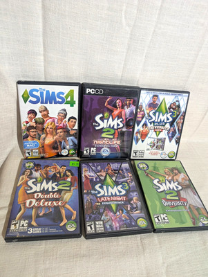 EA The Sims PC/Mac CD Game Lot: Sims 4, Sims 2 Nightlife Double Deluxe & Sims 3