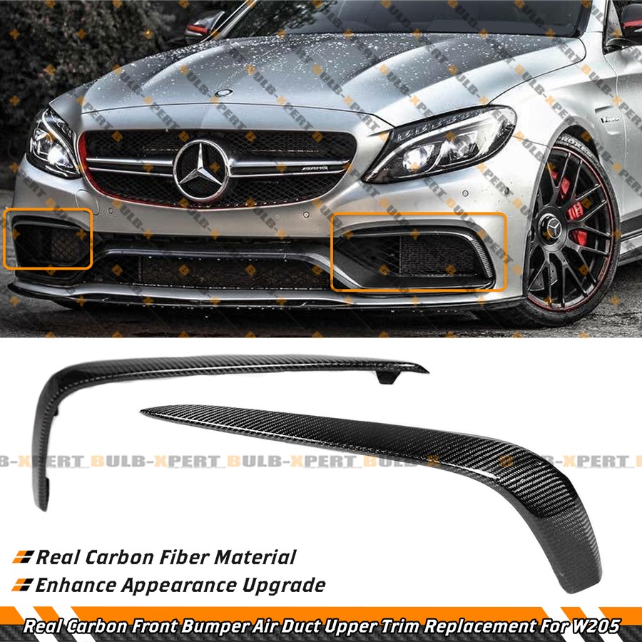 For 15-21 Benz W205 C63 AMG Carbon Fiber Front Bumper Air Duct Trim Replacement