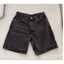 Levi's 550 Relaxed Fit Black Denim Shorts Mens W34 100 Cotton Y2K