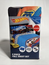 Hot Wheels Microfiber 4 Piece Full Size Sheet Set Fitted Flat Pillowcases Franco