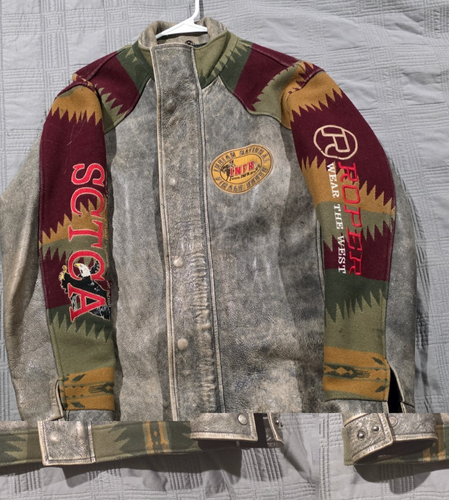 2012 INFR Indian National Finals Rodeo Jacket Roper Leather Wool or ...