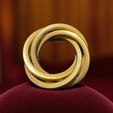 Gold Tone Intertwined Knot 3 Circle Brooch Pin Scarf Clip