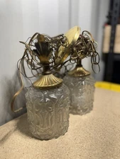 Vintage 60s-70s Glass Mcm Swag Hanging Light with Chain Retro Ornate Decor