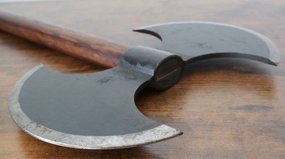 30  Hand Forged Battle Axe 12x8  Head Double Headed Carbon Steel Wood Full Size