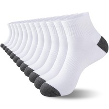 COOVAN 12 Pairs Mens Cushion Ankle Socks Men 12 Pack Low Cut Comfort Breathab...