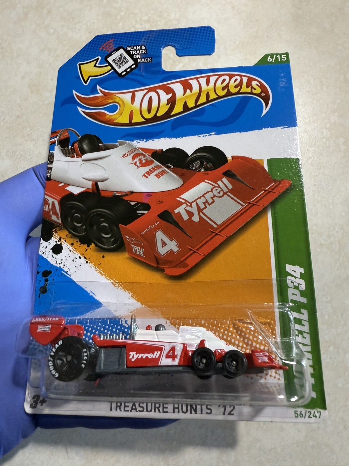2012 Hot Wheels #56 Treasure Hunts TYRRELL P34 Red & White Indy Race Car Diecast