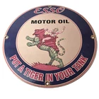 Vintage Esso Gasoline Sign - He-Man Action Figure Toys Porcelain Gas Sign