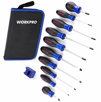 10-Piece Mixed Drive Screwdriver Set w/ Pouch, T5 Metric, Black/Blue