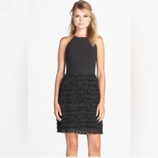 Aidan by Aidan Mattox Black Fringe Cocktail/Flapper Dress. Sleeveless. Size 6