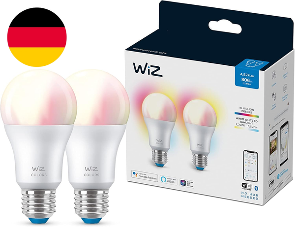 Wiz Tunable White And Color Led Lampen E27 2-Er Pack (806 Lm), 60 W Lampen Mit 1-image