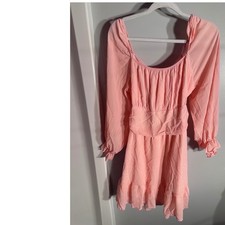 Exlura Peach Pink Chiffon Cutout Tie Back Ruffle Mini Dress XXL New Collection