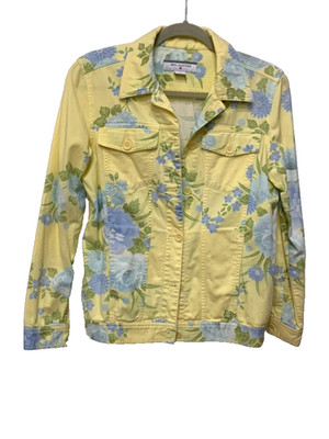 Real Clothes Saks Fifth Ave. Yellow Cotton Floral Jacket. Size 2