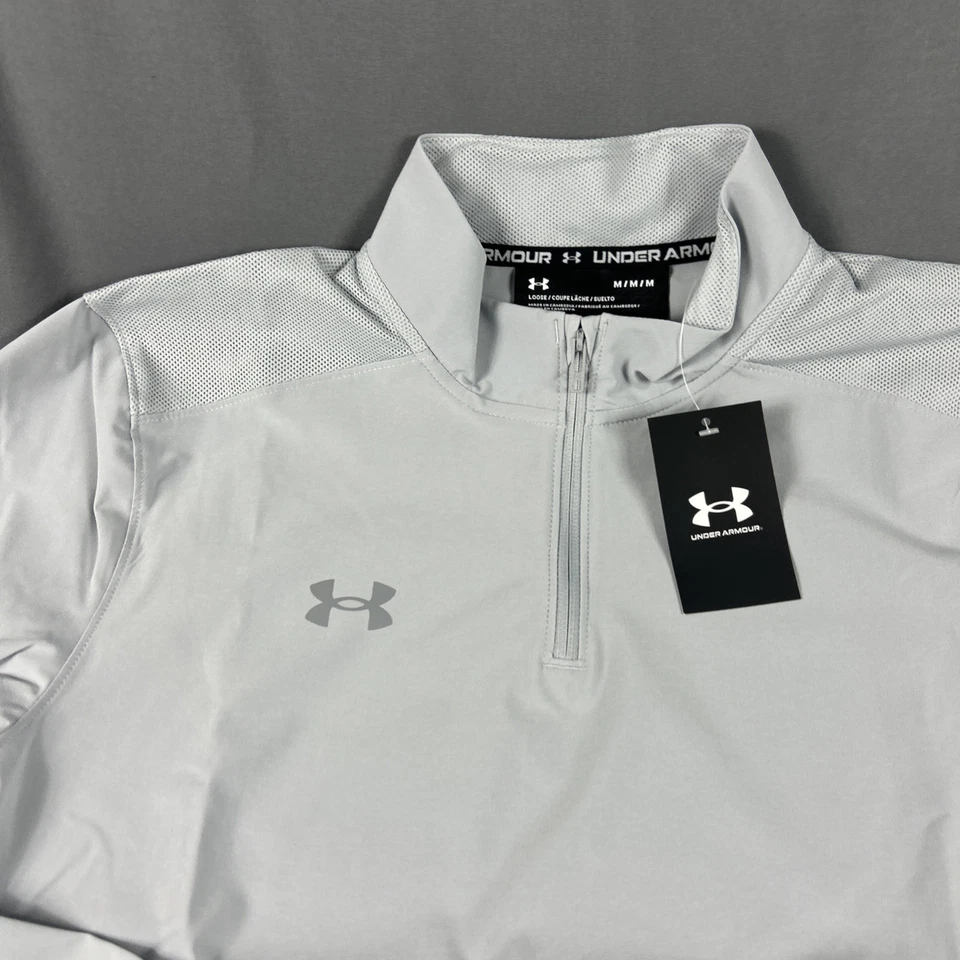 Pulôver de golfe Under Armour Motivate 1/4 zíper poliéster cinza médio novo com etiquetas MSRP $70 - Imagem 4 de 4