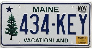 99 CENT SALE Maine PINE TREE License Plate #434 KEY No Reserve