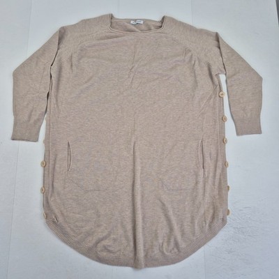 House of Tweed Top 20 Beige Damen 3/4 Arm Rundhals Long Line