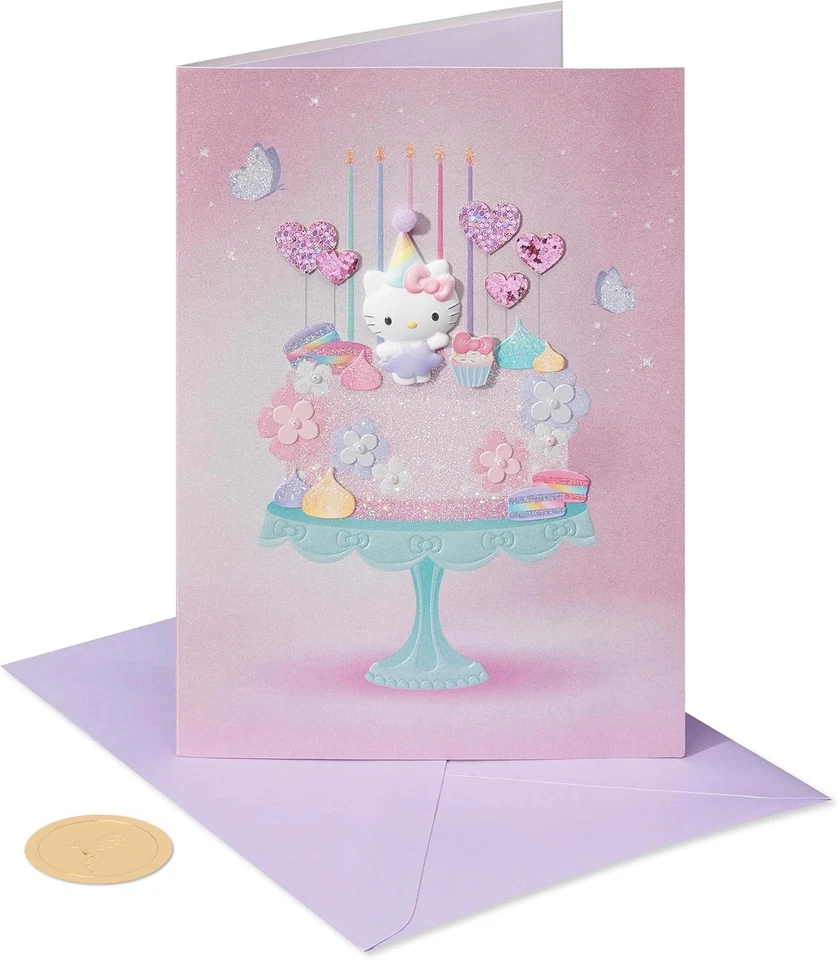 Tarjeta de cumpleaños de Hello Kitty para niña (princesa de cumpleaños) Foto 4 de 4