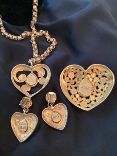 Jay Strongwater Vintage Pendant Necklace~Brooch~Earrings Enamel 80’s Signed - Picture 4 of 7