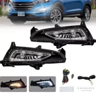 For 2016-2018 Hyundai Tucson LED Fog Lights Front Bumper Lamps with DRL+Wiring