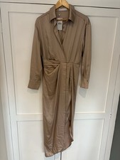 Mango Women’s Atlantis Satin Long Sleeve Dress   Size M