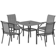 Outsunny Set da Esterno 5 Pezzi con Tavolo e 4 Sedie Impilabili Grigio