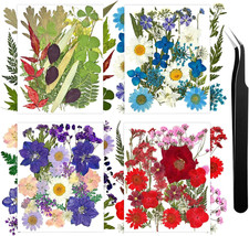110 Pcs Dried Flowers for Crafts, Real Pressed Flowers Bulk Small Dried Flow...