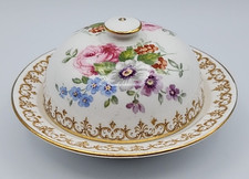 Vintage Crown Staffordshire England's Bouquet Covered Butter Dish 5" Diameter