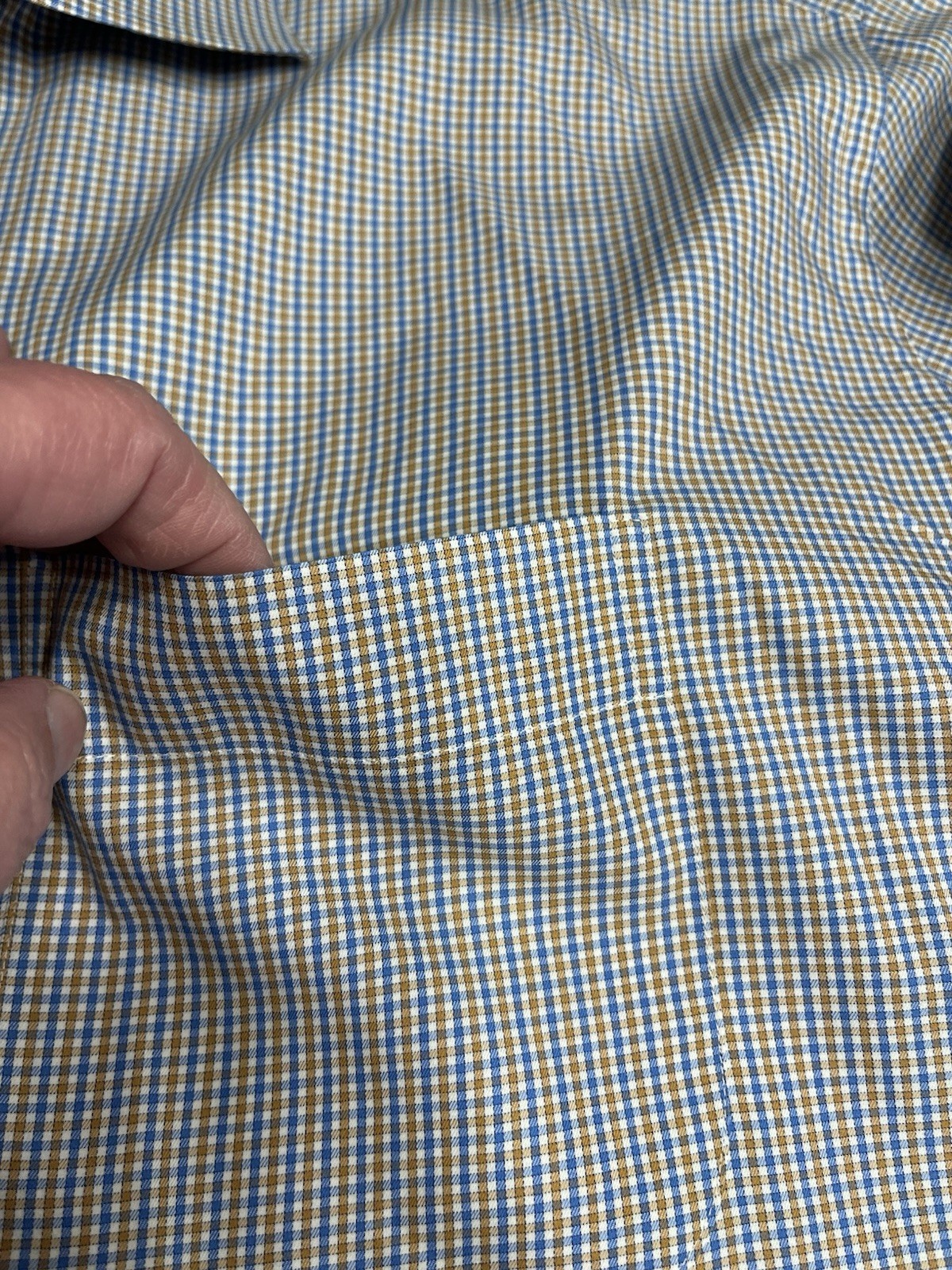 Peter Millar Blue Tan Checked Pattern Long Sleeve… - image 16