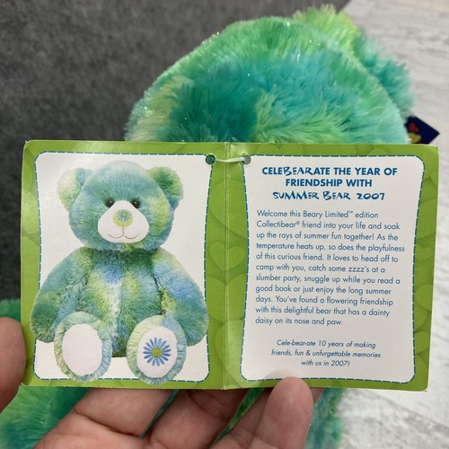 Build a Bear Collectibear Limited Edition Summer 2007 Green Bear with Pin - Picture 6 of 8