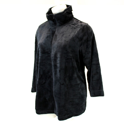 Catherines Plus Size Black Zipped Fluffy Plush Top Jacket Cardigan 5X, 34/36