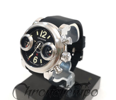 Chronotiempo Curved Black Silicone Watch Band Strap 22mm For Graham Swordfish