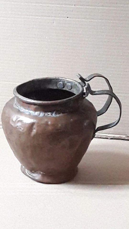 Antico Contenitore Boccale In Rame Fine '800 - Immagine 3 di 4