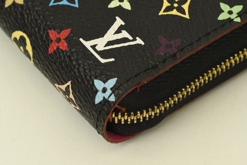 Authentic Louis Vuitton Black Multicolor Monogram Coin Clutch Wallet Zip Leather - Picture 9 of 18
