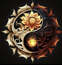 Yin Yang Flower  Sun Diamond Painting Kit 12in x 12in 