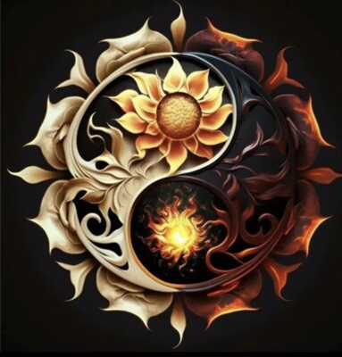 Yin Yang Flower & Sun Diamond Painting Kit (12in x 12in)