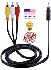 3RCA Male to 3.5mm Male Cable 5ft Adapter Audio Video Cord AV DV AUX Converter