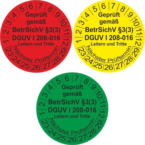 25 Stück – Prüfplakette Aufkleber „Leitern/Tritte, BetrSichV §3 DGUV | 25-30" Etikett Folie Blau | 20-40 Mm Made In Germany, Größen Name: 30 Mm - Foto 9