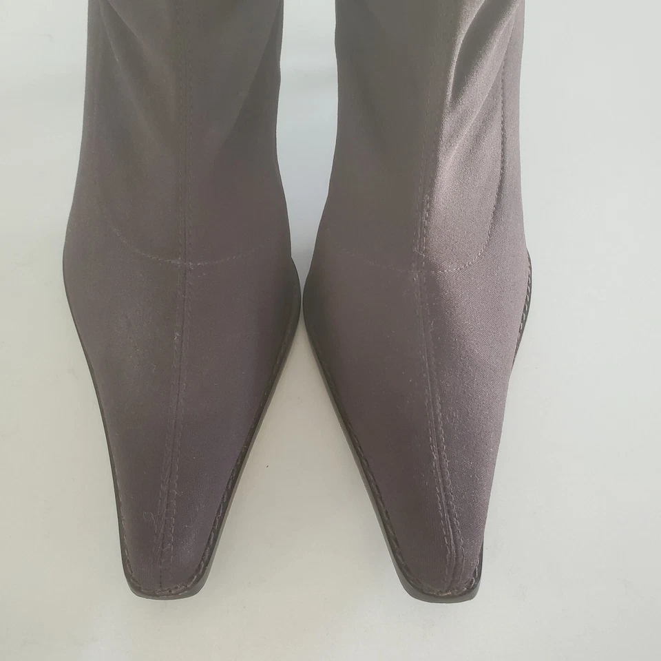 Martinez Valero темно коричневый нейлона эластичной тянуть на ботинки / кожа 9,5 - Изображение 3 из 4