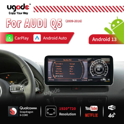 Ugode 12.3inch Android13 Upgrade CarPlay Auto Screen Car Display GPS For Audi Q5