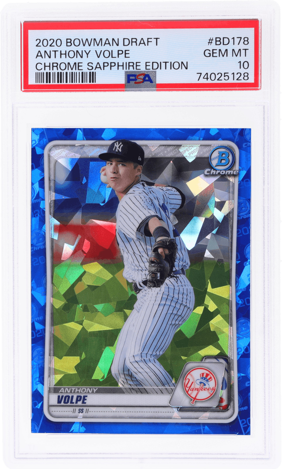 2020 Bowman Draft Sapphire Anthony Volpe Chrome #BD178 PSA 10