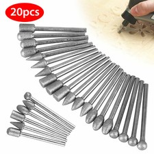 20Pcs 1/8" Diamond Burr Bit Set Cutting Carving Grinding for Dremel Rotary Tool