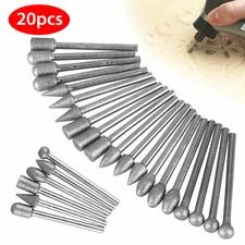 20Pcs 1/8" Diamond Burr Bit Set Cutting Carving Grinding for Dremel Rotary Tool