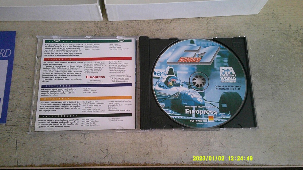 F1 Manager 96 Per PC &ndash; Nuovo E Sigillato, Raro, Edizione 1996 In Scatola Vintage