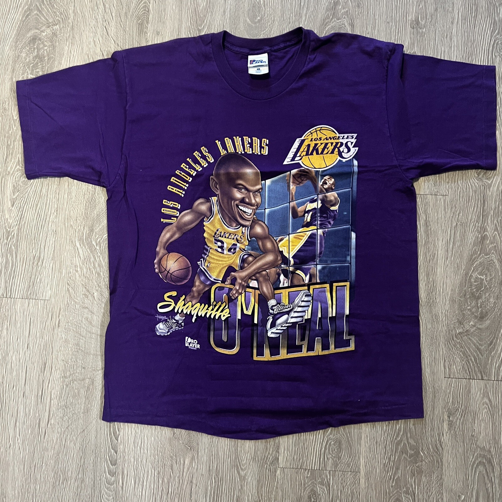 VTG 90s NBA Shaq Shaquille O'Neal Pro Player Caricature Los Angeles Lakers shirt