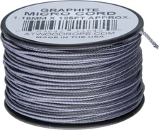 New Atwood Rope MFG Micro Cord 125ft Graphite RG1289 1.18mm diameter. Good for j