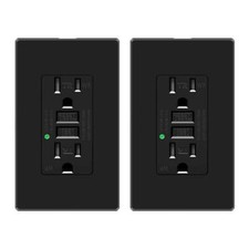 GFCI GFI 15A Outlet Receptacle Tamper Resistant TR WR ETL Listed Black 2PK NEW