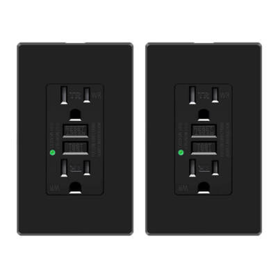 #ad #ad GFCI GFI 15A Outlet Receptacle Tamper Resistant TR WR ETL Listed Black 2PK NEW $18.59