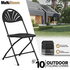 10 Pcs Portable Foldable[FAN BACK & HANDLE]Chair Commercial Outdoor Plastic Seat