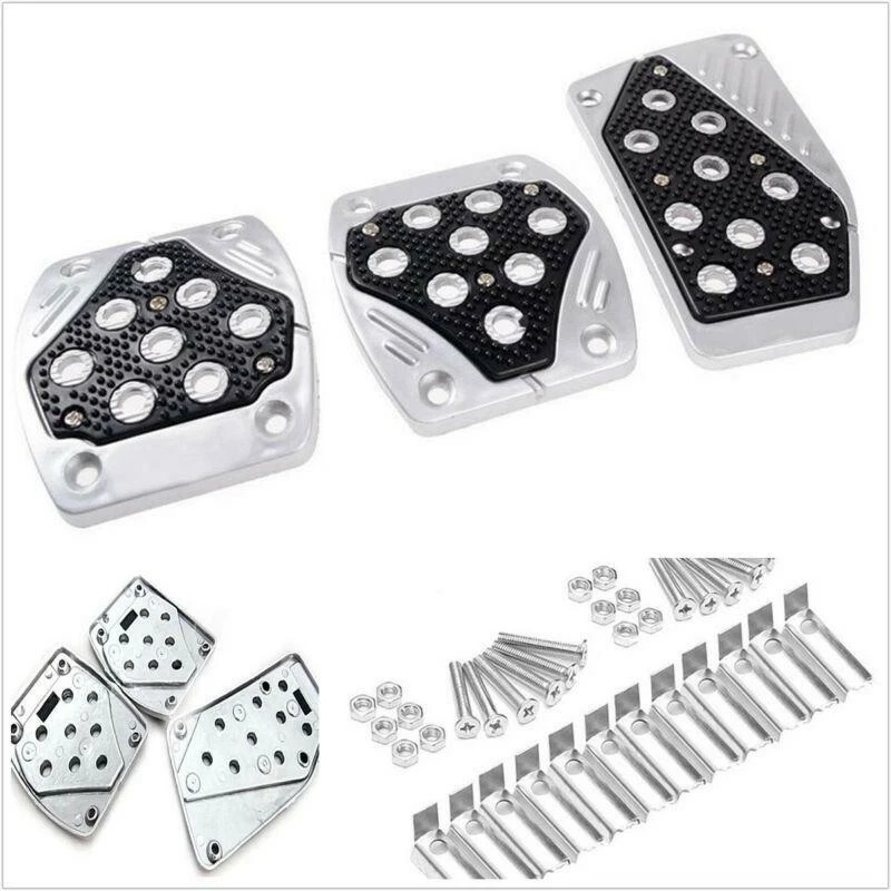 3 Pc Glow Foot Pedals Pad Covers Manual M/T BLACK Universal Non Slip - Image 2 of 4