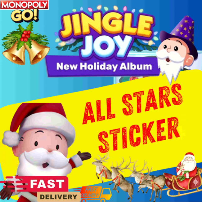 FAST DELIVERY_ JINGLE JOY💡MONOPOLY STICKERS GO⭐1/2/3/4/5 Stars Sticker