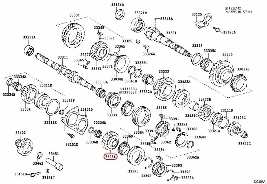 TOYOTA GENUINO QUINTA MARCHA REPARACIÓN PARA SCION XD 33036-12130 OEM Foto 3 de 4